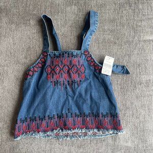 NWT BlankNYC Jean Top with Red Embroidery (Size Small)